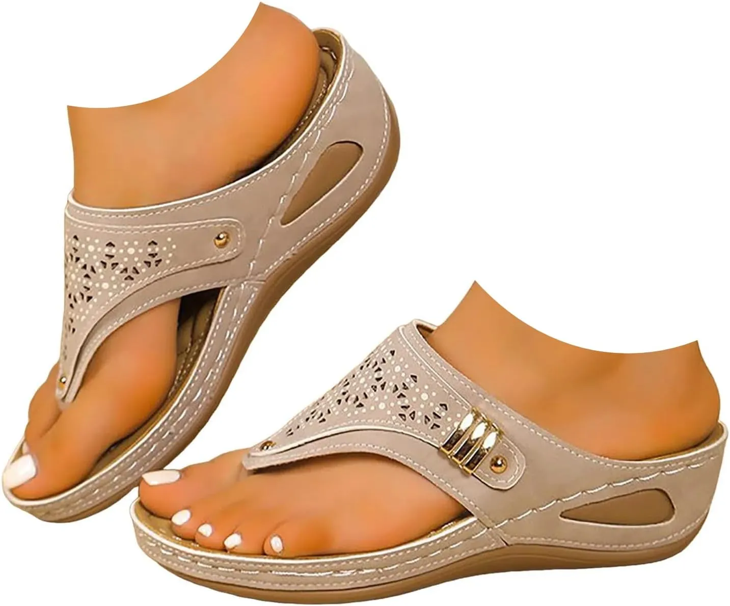 Womens Orthopedic Flip Flops Arch Support Platform T-Strap Thong Sandals Summer Bohemia Dressy Slide Sandal Casual Summer Slip On Sandals