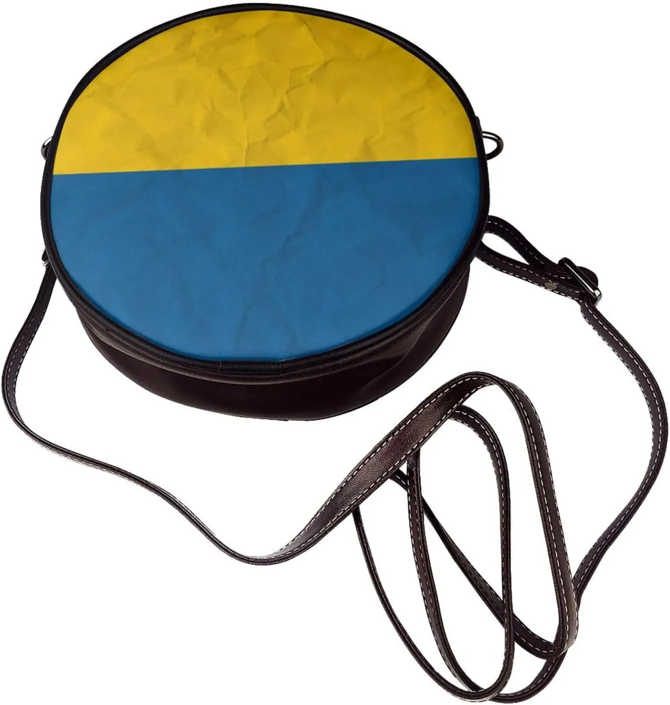 Women's PU Leather Round Crossbody Purse Handbag Crossbody Shoulder Bag for Travel Outdoor