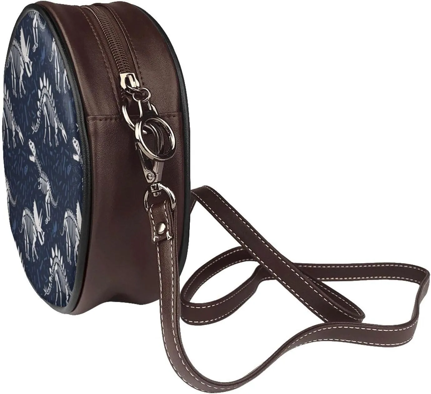 Women's PU Leather Round Crossbody Purse Handbag Crossbody Shoulder Bag for Travel Outdoor