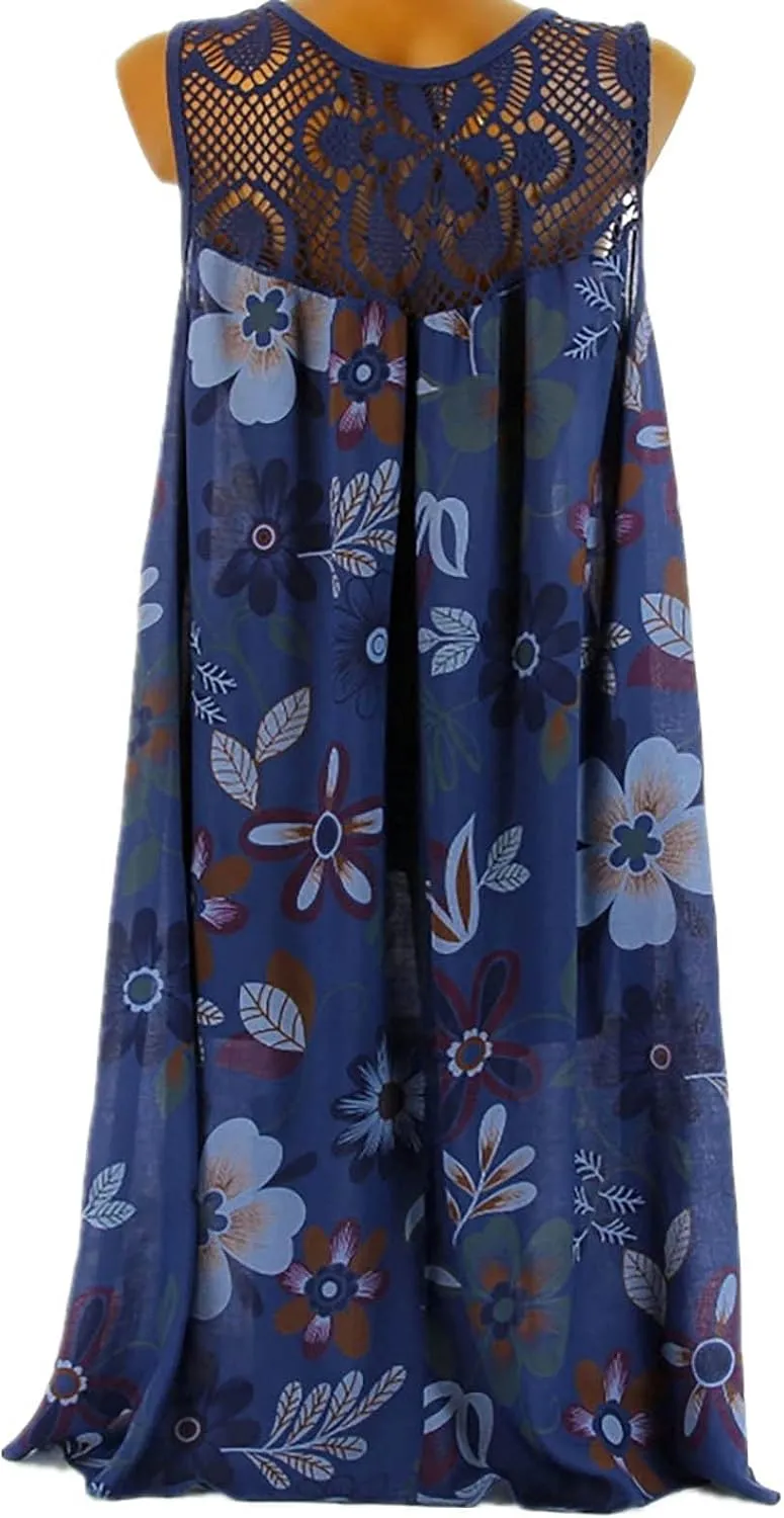 Women's Rompers Dressy Summer Casual Print Maxi Dress 2024 Loose Round Neck Short Sleeve Dresses Outfits, S-5XL