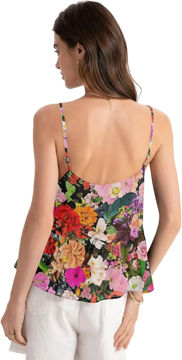 Women's Spaghetti Strap Camisole Tank Top V Neck Sleeveless