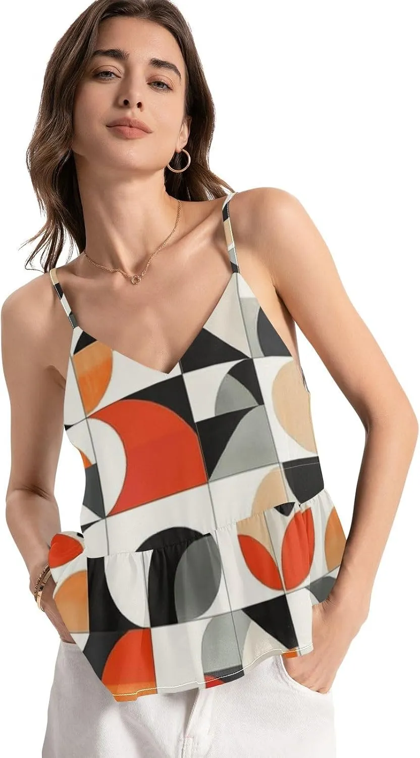 Women's Spaghetti Strap Camisole Tank Top V Neck Sleeveless