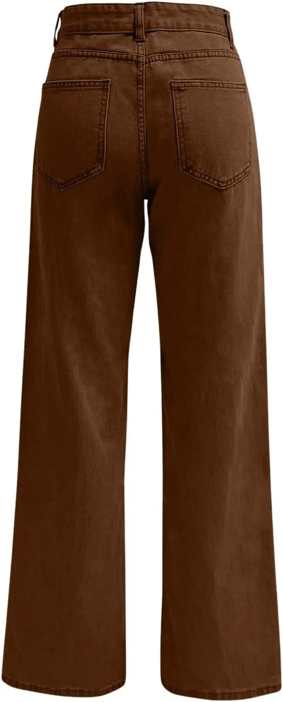Womens Straight Leg Jeans 2025 Trendy High Waisted Wide Leg Pants Casual Loose Microelastic Boyfried Denim Trousers