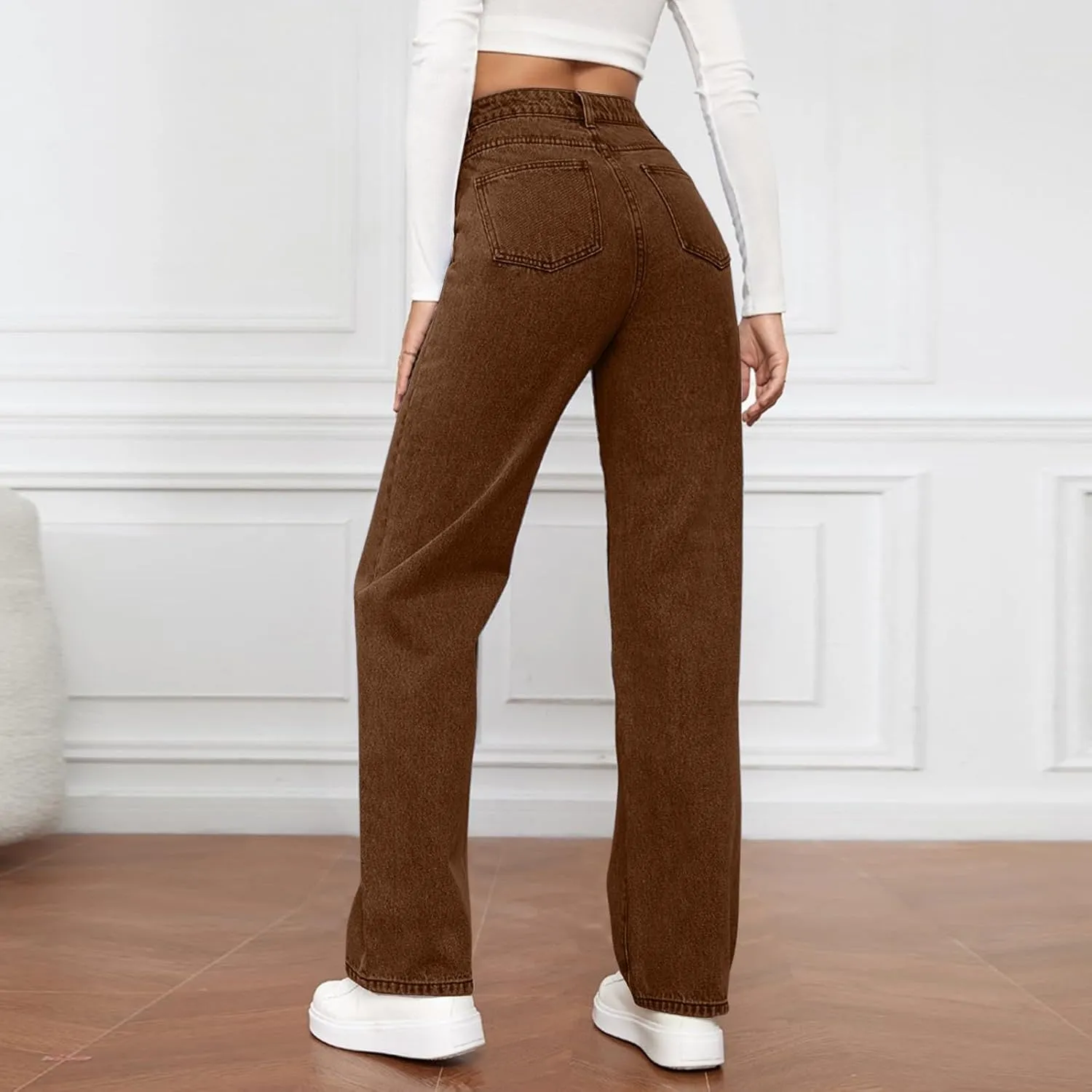 Womens Straight Leg Jeans 2025 Trendy High Waisted Wide Leg Pants Casual Loose Microelastic Boyfried Denim Trousers