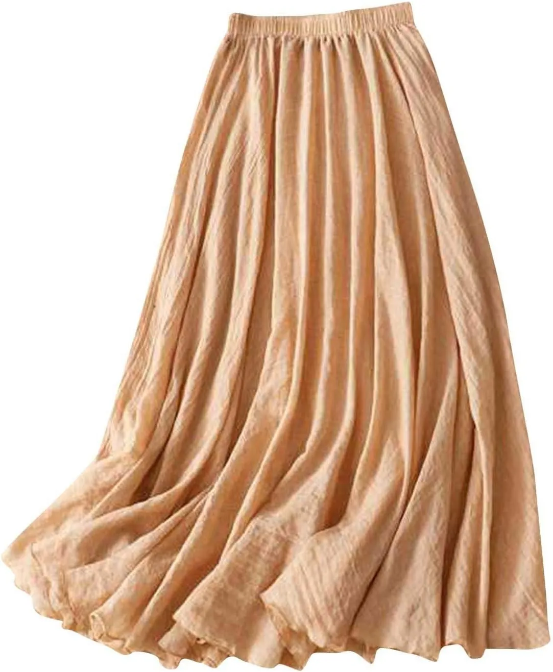 Women's Summer Bohemian Elastic Waist Long Flowy Cotton Linen Skirt Renaissance Casual Lightweight Maxi Skirt 2025