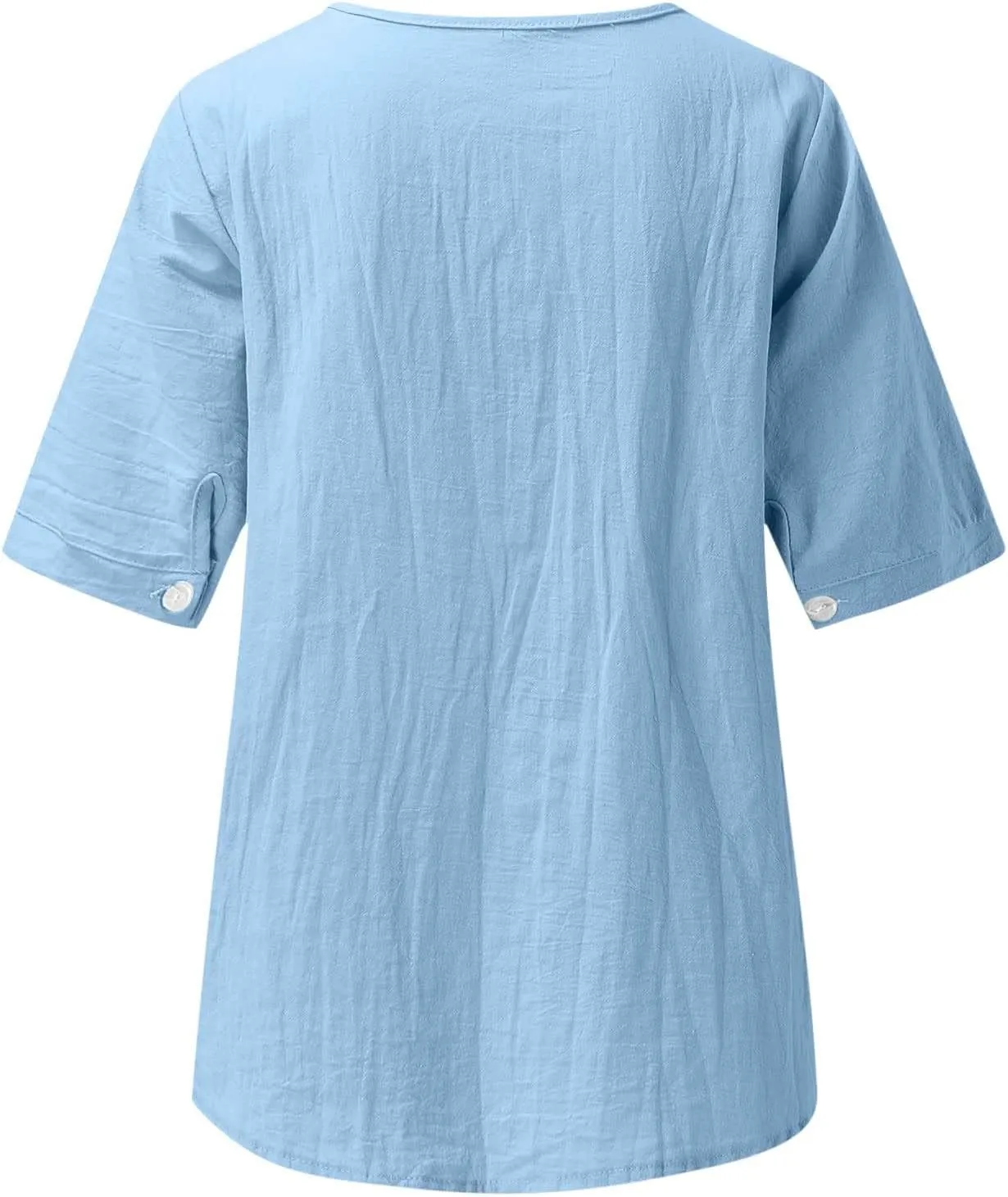 Women's Summer Cotton Linen Tunic Shirt Floral Embroidery Tees Shirts Casual Jacquard Boho Blouses Loose Tshirts