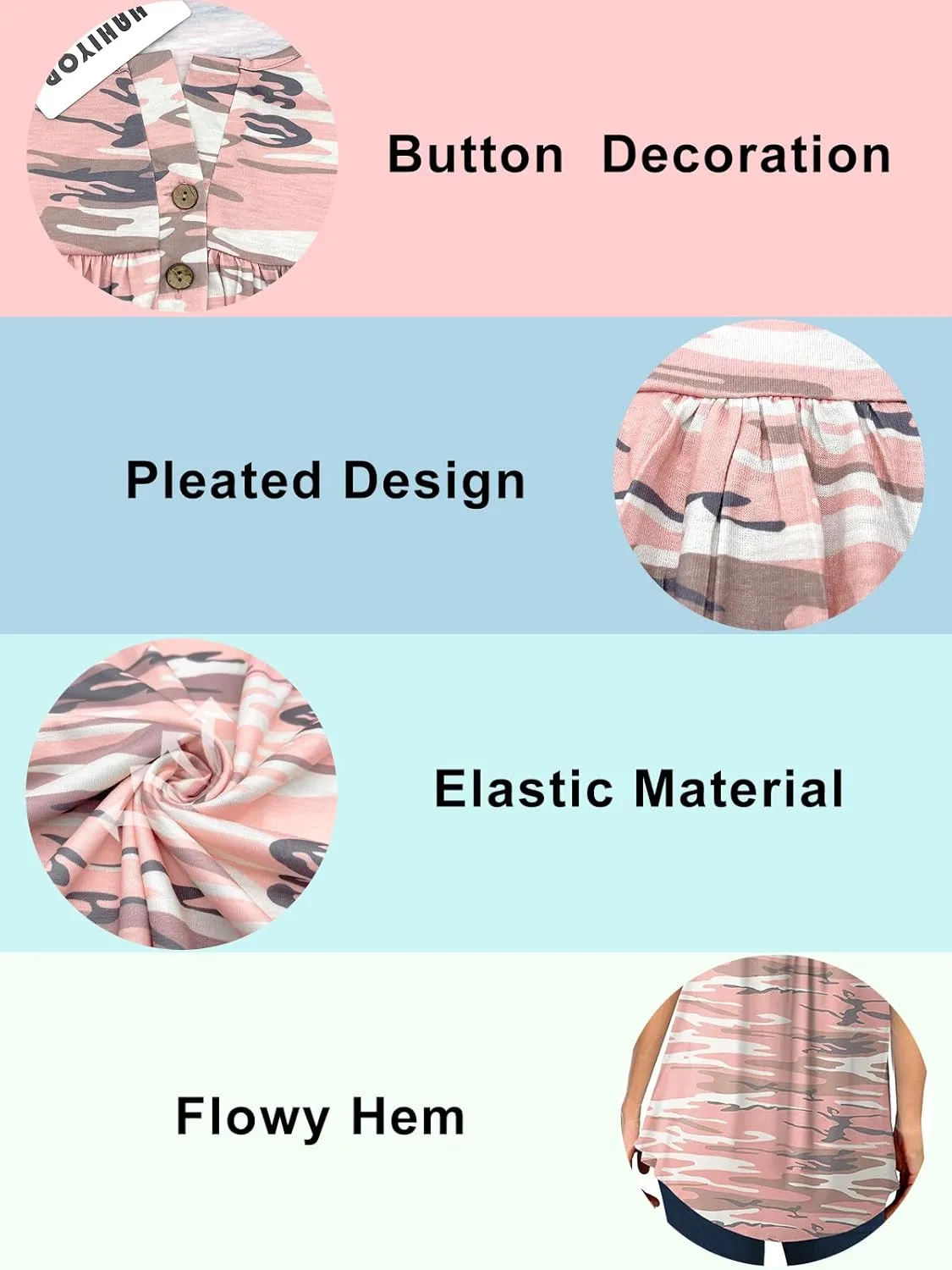 Womens Tank Tops Summer Sleeveless Henley Shirts Flowy Pleated V-Neck Tunics Tee