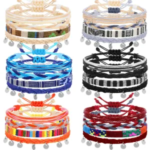 Yinkin 24 Pcs Boho Surfer Bracelet for Women Adjustable Anklets Bracelet Handmade Braided Bracelets for Men Waterproof Surfer Beach Bracelet Mexican Bracelet String Rope Jewelry(Elegant Style)