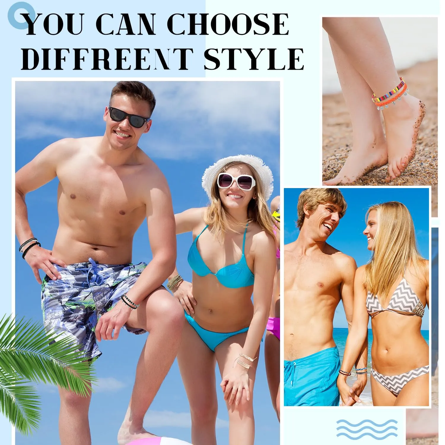 Yinkin 24 Pcs Boho Surfer Bracelet for Women Adjustable Anklets Bracelet Handmade Braided Bracelets for Men Waterproof Surfer Beach Bracelet Mexican Bracelet String Rope Jewelry(Elegant Style)