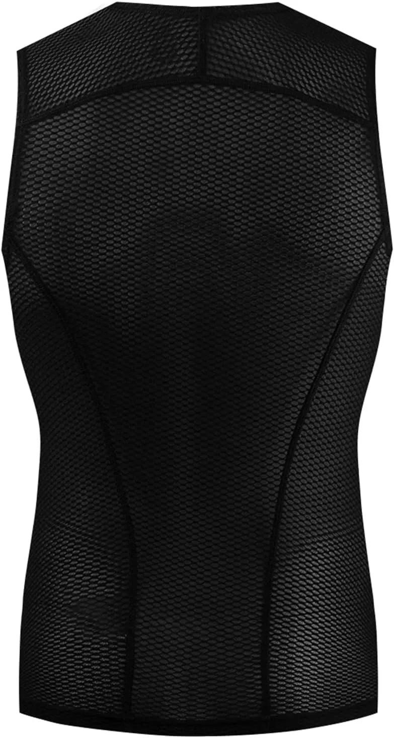 YKYWBIKE Men's Cycling Base Layer Sleeveless Cycling Jersey Men Quick Dry Bicycle Undershirt Mesh Bike Base Layer Vests