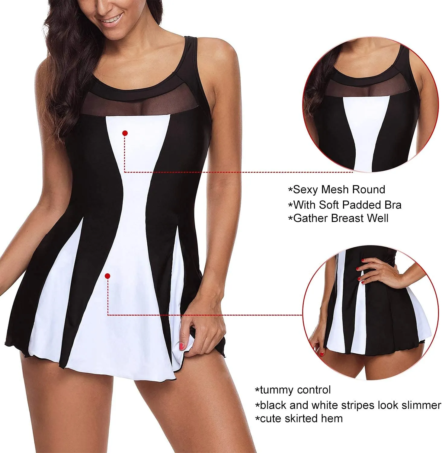 Zando Swim Suits for Women 2025 Swim Dress Womens SwimsuitsBathing Suits Swim Skirt One Piece Swimsuit Tummy Control